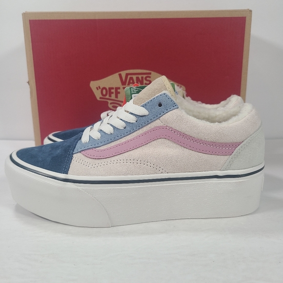 Vans Old Skool Stackform Platform Pig Suede Sherpa Multi Color Sneakers Women 7 - Picture 6 of 12